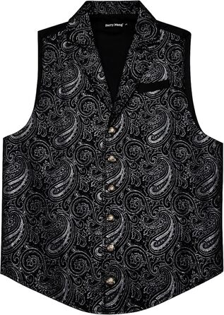 Жилет чоловічий Вікторіанський Стимпанк Готичний з Пайслі. Чорний/Сріблястий. Для вечірок, Halloween, формальних заходів