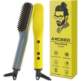 Електричний випрямляч для волосся та бороди Axceed 2-in1, преміум-якість, іонна щітка, швидкий нагрів 30с, до 200°C