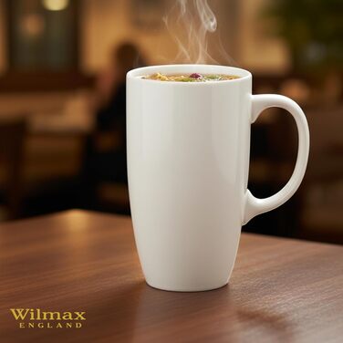 Набір чашок для чаю та кави Wilmax - 2 шт. (630 мл) - порцелянові чашки з ручками, білі