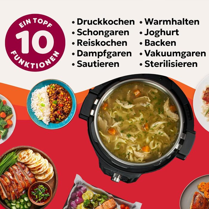 Instant Pot Pro 10-в-1: мультиварка-скороварка, 1200 Вт, 5.7 л, чорна нержавіюча сталь. 10 функцій: скороварка, плита, рисоварка, пароварка, йогуртниця, Sous Vide.