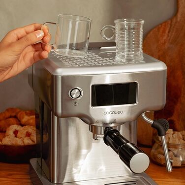 Кавоварка Cecotec Power Espresso 20 Barista Compact, 1465 Вт, 20 бар, термоблок, з парогенератором, 2 чашки, знімний резервуар 1,8 л, підігрів чашок