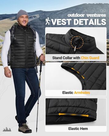 Чоловіча степкова жилетка Outdoor Ventures, чорна, XL. Ідеально для бігу, гольфу, походів та їзди на коні. Легка, пакується, гібридна модель.