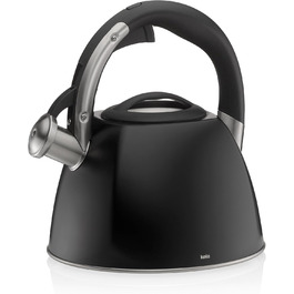 Ке́ла чайник індукційний 2.4л, з свистком, нержавіюча сталь, для всіх типів плит, з безпечним відкриванням кришки кнопкою, VITUS, чорний матовий