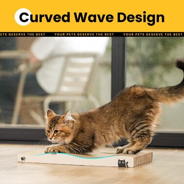 Кігтеточка для котів з коробкою та 4 змінними шарами з картону - велика кігтеточка з міцного гофрокартону, двосторонні шари для дряпання з наклейками DIY - місце для відпочинку котів у квартирі, захист меблів. Велика коробка для котів + 4 кігтеточки + нак