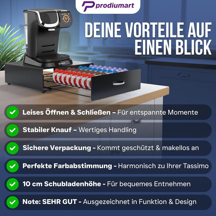 Тримач для капсул Tassimo Prodiumart - елегантний диспенсер на 64 капсули (чорний)