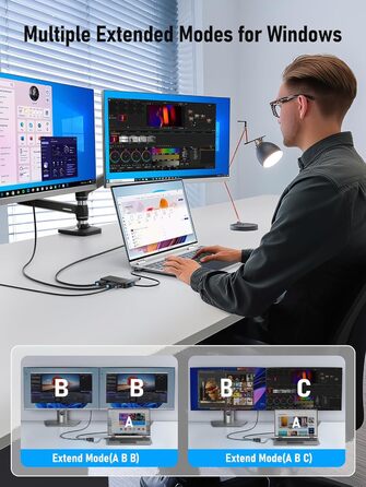 Lemorele Док-станція USB C з хабом Dual HDMI, 2025 Upgrade, 2*HDMI, 3 USB 3.0/2.0, PD 100W, сумісна з Windows, MacBook, Dell, HP, Surface