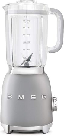 SMEG, BLF01SVEU 1.5 l Standmixer, 4 speed settings, 3 automatic programs, Detachable double blade, Transparent lid opening with dosing cap, Non-slip base, 800W, Silver