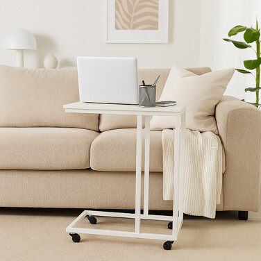 Relaxdays C-Shaped Side Table with Wheels