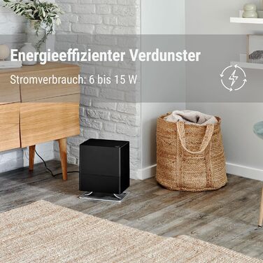 Зволожувач повітря Stadler Form Oskar little, чорний - енергозберігаючий, для кімнат до 30 м², тихий, з автовимкненням та регульованими LED