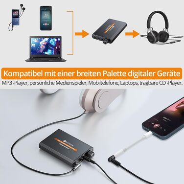 Портативний HiFi підсилювач для навушників Neoteck 3,5 мм, двоступеневий перемикач посилення, алюмінієвий корпус, чорний