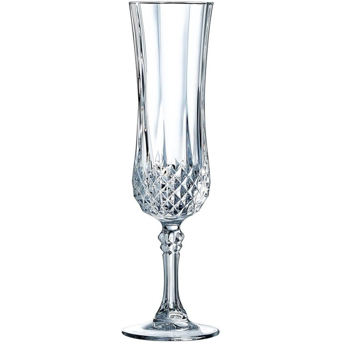 Cristal d'Arques Paris Longchamp Champagne Flutes, 14 cl, shiny, transparent, and highly resistant, made in France, Q7341, Clear, Set of 6 (1er Pack)