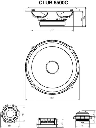Автомобільна акустика JBL Club 6500C, 180 Вт, 2-смугові компонентні динаміки 16 см, шовкові твітери, кросовери, чорні