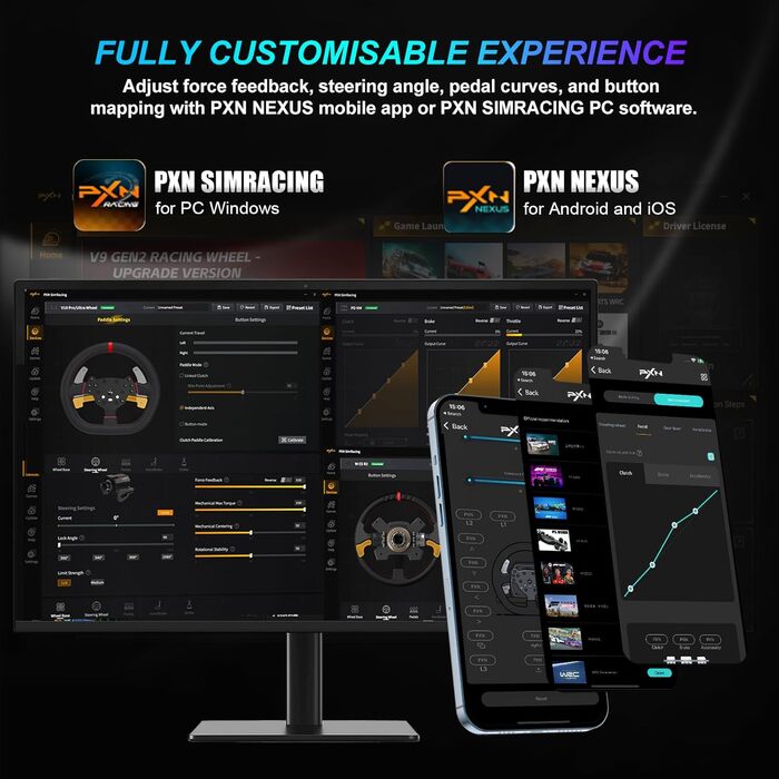 PXN V10 Ultra Gaming Руль для ПК, PS4, Xbox з Direct-Drive та педалями, 270°