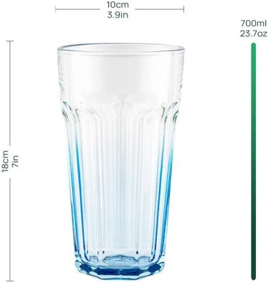 TREND FOR HOME Gigi Secret Pastels Large Drinking Glasses 630 ml, Set of 6 Cocktail Glasses, XXL Long Drink Glasses, Dishwasher Safe, Perfect for Home