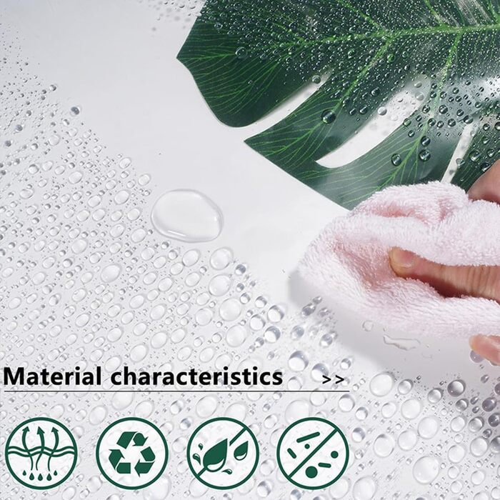 Прозора штора для ванної кімнати Blumen 180x200 см з гачками, антигрибкова, водонепроникна EVA