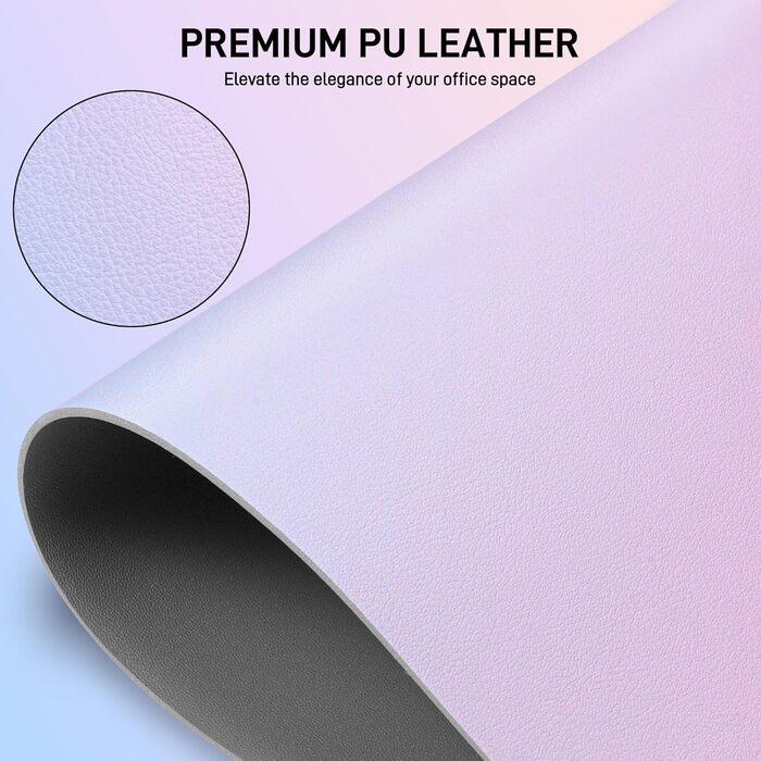 Килимок на стіл з шкіри, антиковзаючий, великий 80x40 см, багатофункціональний, для офісу та дому, лавандово-блакитний