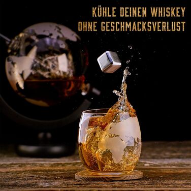 WHISISKEY Whiskey Carafe Set - Whiskey Gift Set - Gifts for Men - Men's Gifts Gift - Birthday Gift for Men - Globe Decanter 900ML, Gift Box, 2 Whiskey Glasses, 4 Whiskey Stones