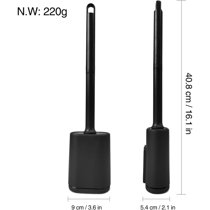 Силіконова щітка для унітазу Klobürste з кріпленням на стіну без свердління, чорна