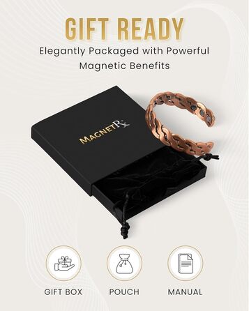 Куперне браслет MagnetRX® для чоловіків та жінок - регульований, з чистого міді