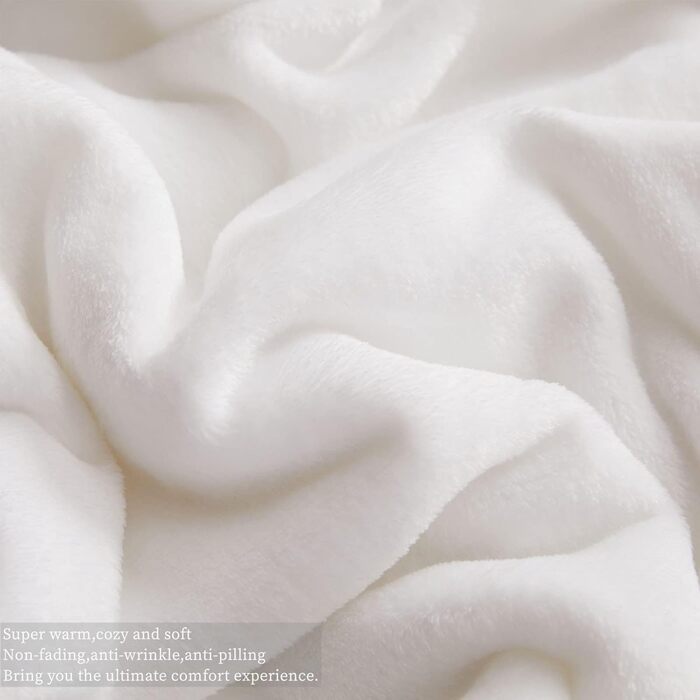 Плед з мікрофібри KMUSET, білий, 150x180 см, теплий та м'який