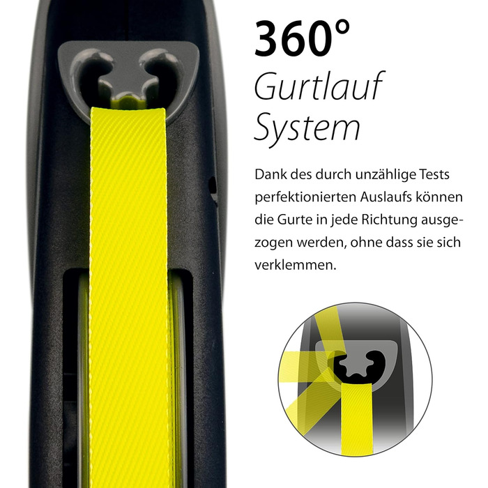 Flexi Giant Professional L: 10 м, повід для великих собак до 50 кг, чорний/неоновий жовтий