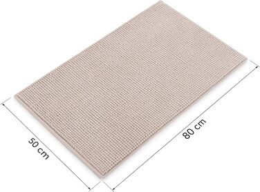 Килимок для ванної кімнати Blumtal 50x80 см з м'якого гірлоподібного хутра, сертифікований Oeko-TEX, нековзний, придатний для прання, бежевий