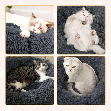 Крісло-лежанка для котів та собак 50 см, м'яке, плюшеве, антиковзаюче, легко миється, темно-сірий колір