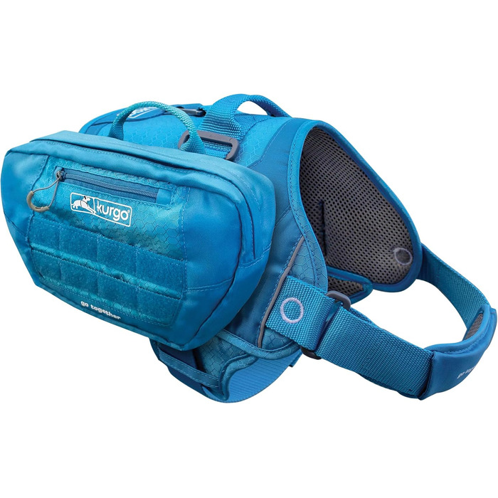 Фляга для собак Kurgo RSG, знімний чохол, сумісна з MOLLE, кріплення для службового нашийника, блакитна, універсальний розмір (сумка на сидіння, чорна)