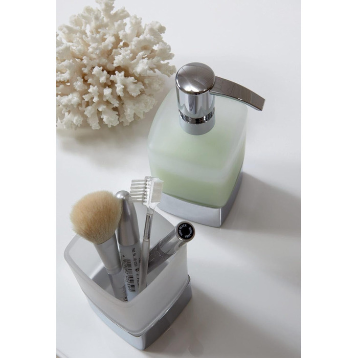EMCO Loft Glass Holder with 1 Glass - Elegant toothbrush holder made of aluminum and crystal glass, high-quality matte and satin finish (Soap dispenser with pump, freestanding, Black)