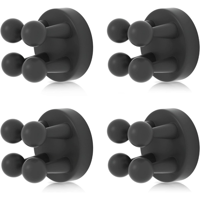 XoYoZo 4-Piece Silicone Toothbrush Holder Multifunctional Hook Waterproof Self-Adhesive Single Toothbrush Hook Toothpaste Holder for Hanging on the Wall Bathroom Kitchen Living Room Office (black)