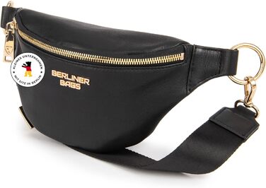 Чоловіча/Жіноча сумка через плече Berliner Bags Preiu Bauchtasche, шкіряна поясна/бананка (Чорний / Золотий, M)