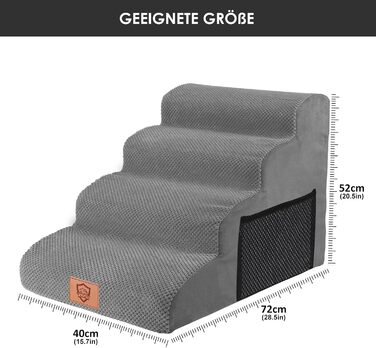 Сходинки для собак Zvonema: 3 сходинки, 60x40x40 см, сірий плюшевий чохол, водонепроникні, з антиковзким покриттям