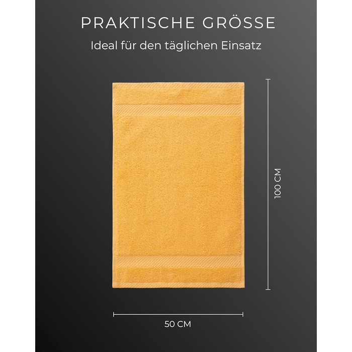 Набір махрових рушників 50x100 см, 100% бавовна, 600 г/м², Oeko-TEX, жовті, 8 шт.