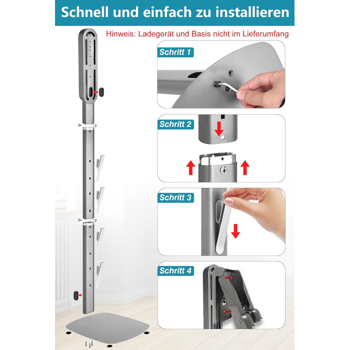 Підставка для пилососа Dyson Gen5, V15, V12, V11, V10, V8, V7, V6 з вуглецевої сталі, сірого кольору