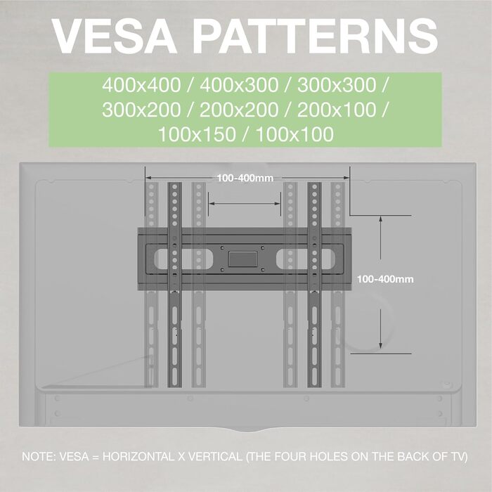 Настінний кріплення для телевізора 32-65 дюймів VESA 100x100-400x400mm, поворотне, нахильне, висувне, для LED, OLED, плоских та curved телевізорів - до 40 кг