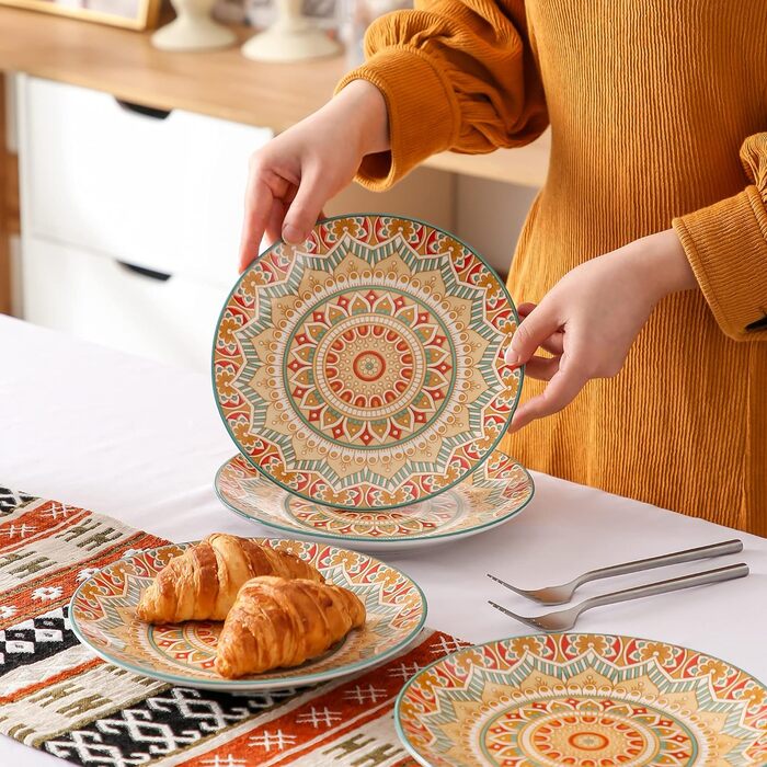 Сервіз столовий порцеляновий Vancasso MANDALA, 16 предметів, для 4 осіб, богемський стиль (Small Plate, Mandala-yellow)