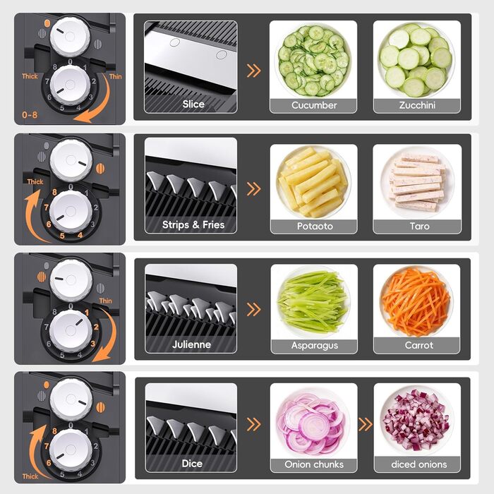 Набір для нарізки овочів ONCE FOR ALL з піддоном, овочевий слайсер, для нарізки картоплі фрі та картоплі, нарізчик цибулі, слайсер огірків - кубик-нарізач (оновлення Space Grey + комплект кошиків кольору асфальт)