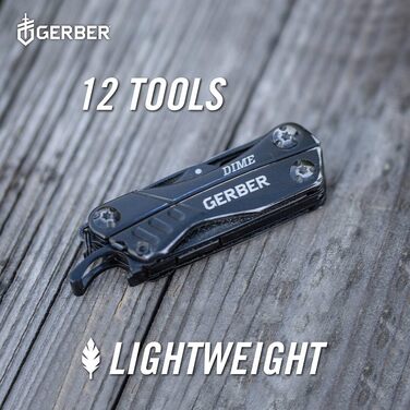 Gerber Multifunction Tool with 12 Functions, Dime Pocket Multi-tool, Black, 1014030