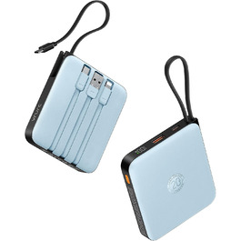 Power Bank VRURC 10000mAh з кабелем: компактний акумулятор USB-C, швидка зарядка 22.5W, LED-індикатор, сумісний з iPhone, Huawei