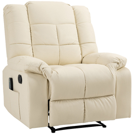 HOMCOM Recliner with Lie-flat Function (Manual), Weight Capacity 160 kg, Electric Recliner with Lie-flat Function, Heating Function, Cream White | Aosom.d