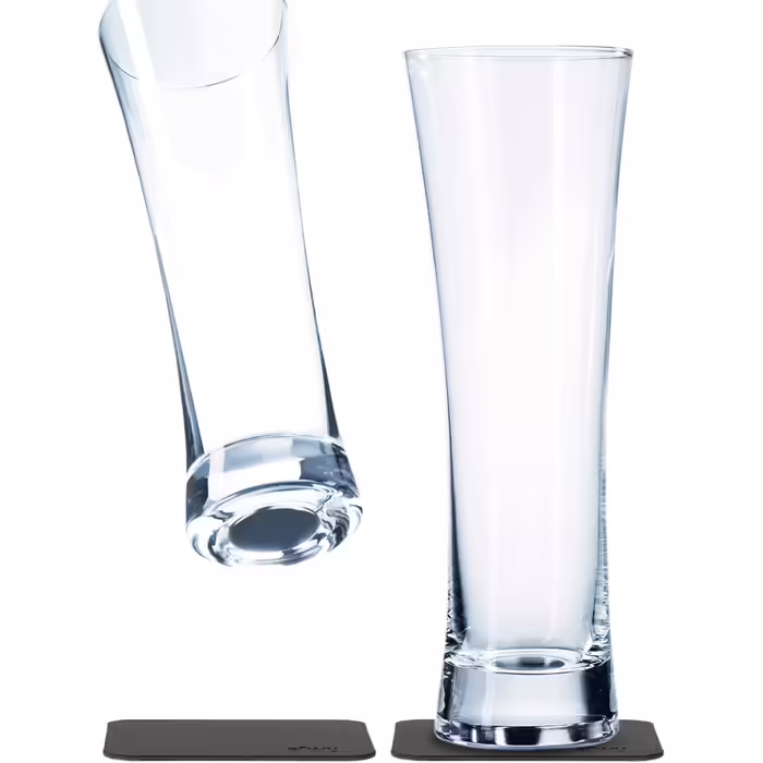 silwy® Magnet Glasses, fine crystal glasses with perfectly integrated magnets and metallic Nano-Gel coasters (Beer // 0.3 liters)