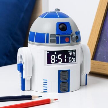 R2D2 Alarm Clock - Officially Licensed Star Wars Merchandise, with R2D2 sounds, perfect decoration for Star Wars fans with an alarm timer, powered by USB