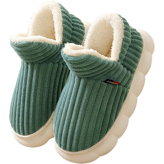 Зручні домашні тапочки для жінок на зиму, теплі, закриті, унісекс, з неслизькою підошвою, товсті, хмарні тапочки 39/40 EU, зелені
