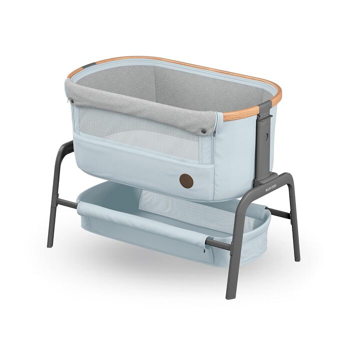 Maxi-Cosi Iora Bedside Crib Baby, Foldable Co-Sleeper, 0–6 Months, max. 9 kg, 4 Recline Positions and 5 Height Levels, Easy to Push, Comfortable Mattress, Large Basket, Easy to Carry, Essential Grey Essential Grey Iora
