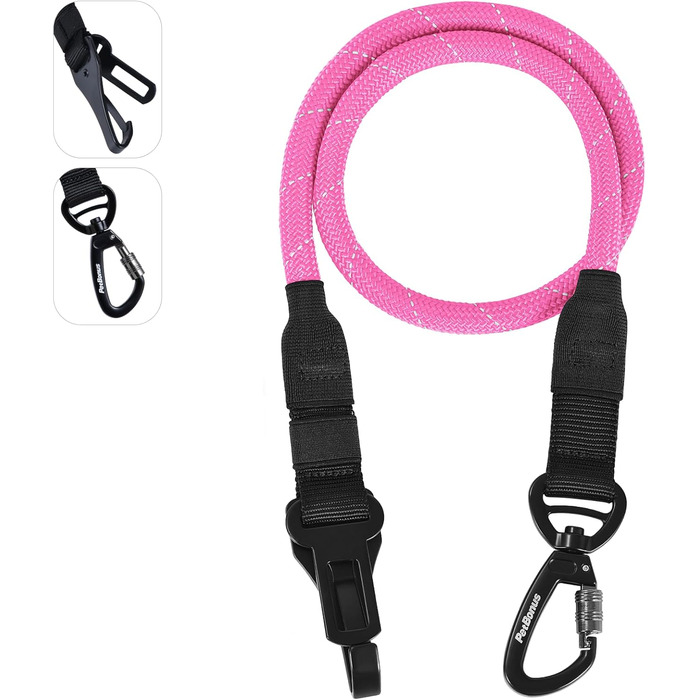 Автомобільний поводок-пояс для собак PetBonus: безпечний та надійний, для малих, середніх та великих собак (рожевий)