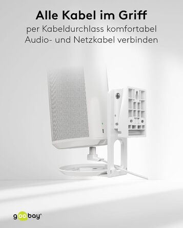 Настінний кронштейн-підставка для колонки Sonos Era 100 від Goobay, білий, з кабель-менеджментом, висота 71 см, вантажопідйомність 3 кг (71983)