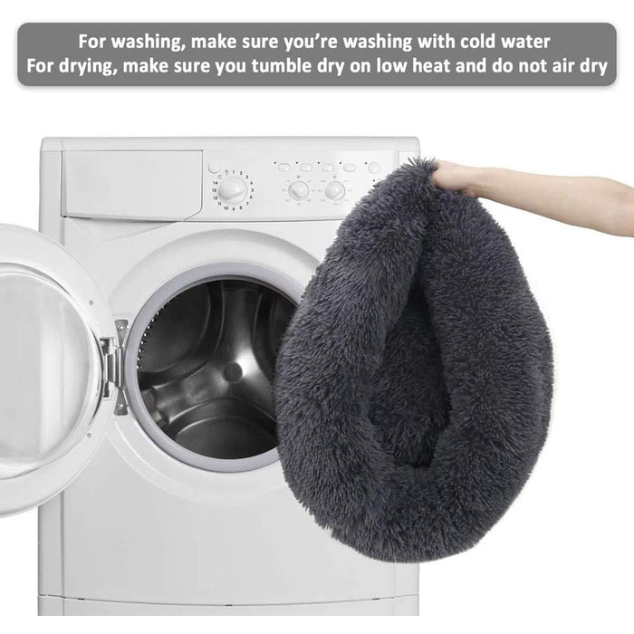 Кругле м'яке ліжко для собак та котів Haoye, плюшеве, зручне, миється, Ø 50 см, бордовий