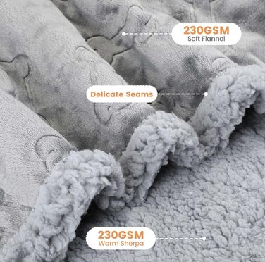 Водонепроникний коврик для собак PETTOM, 145 x 127 см, Sherpa Fleece, захист дивану, сірий