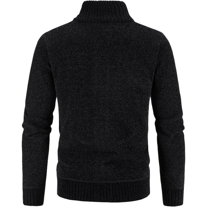 Чоловіча в'язана куртка-кардиган на осінь, з кишенями та блискавкою, флісова куртка, куртка для активного відпочинку, без капюшона, в'язана спортивна куртка, зручна, тепла куртка на зиму (XL, Чорний)