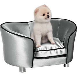 Диванчик для собак PawHut, лежанка для котів, крісло для тварин з дерев'яним каркасом, знімний коврик, 69 x 49 x 38 см